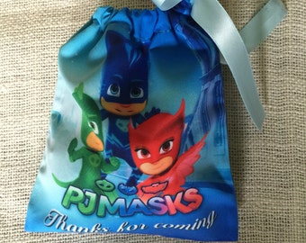 Pjmasks favor bags, Pj masks party, Pj mask fabric bags, Set of 10 bags