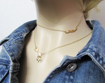 Birds on branch necklace, gold bird necklace, gold branch necklace, Minimalist jewelry, layering necklace
