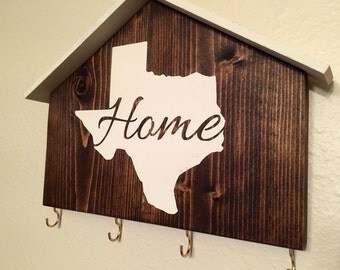 Wall Mounted "Home" Key Holder Rack - Texas is pictured but pick your state or country