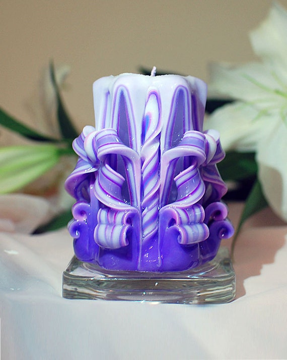 Purple Candle Christmas Gift Unique Carved Candle Home