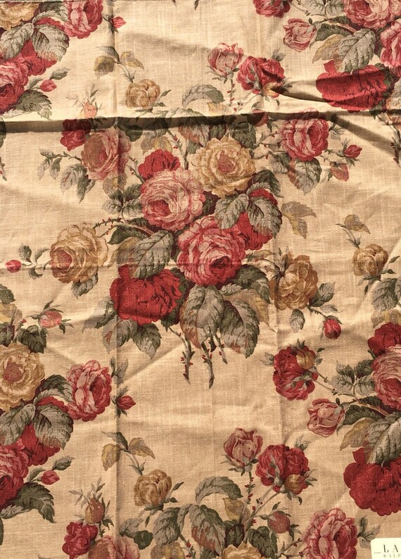 Ralph Lauren Fabric Eleanor Floral Khaki Linen Rayon Free