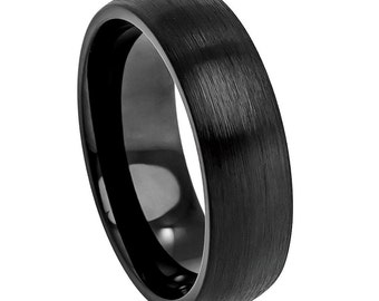 6mm cobalt wedding ring brushed finish comfort fit classic dome cobalt ring mens black - Black Wedding Ring For Him 6mm cobalt wedding ring brushed finish comfort fit classic dome cobalt ring mens black - Black Wedding Ring For Him