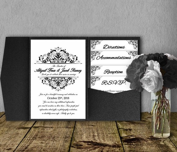 Black and Silver Wedding Invitation Template Kit Invitation