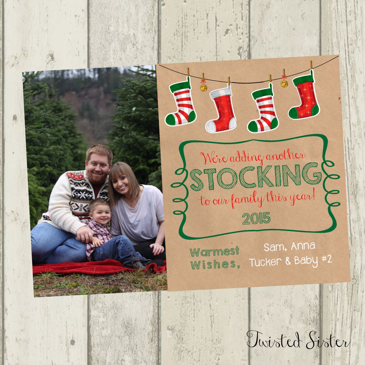 Baby Announcement Christmas Card Growing Family Christmas