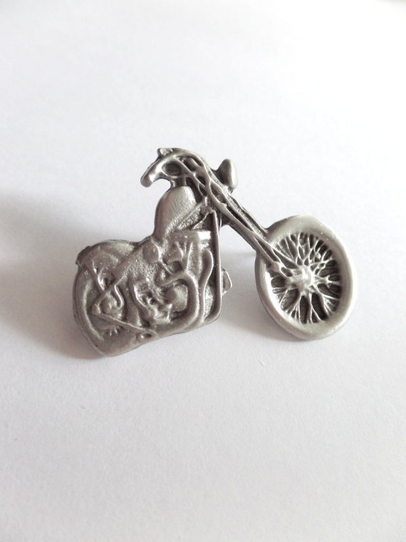 Miniature motorcycle chopper genuine pewter lapel pin