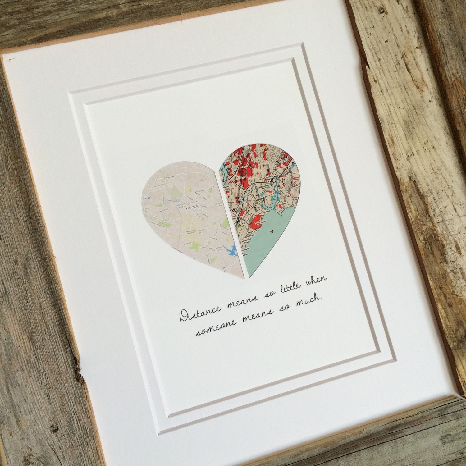 Long Distance Love First Anniversary or Wedding Gift Map