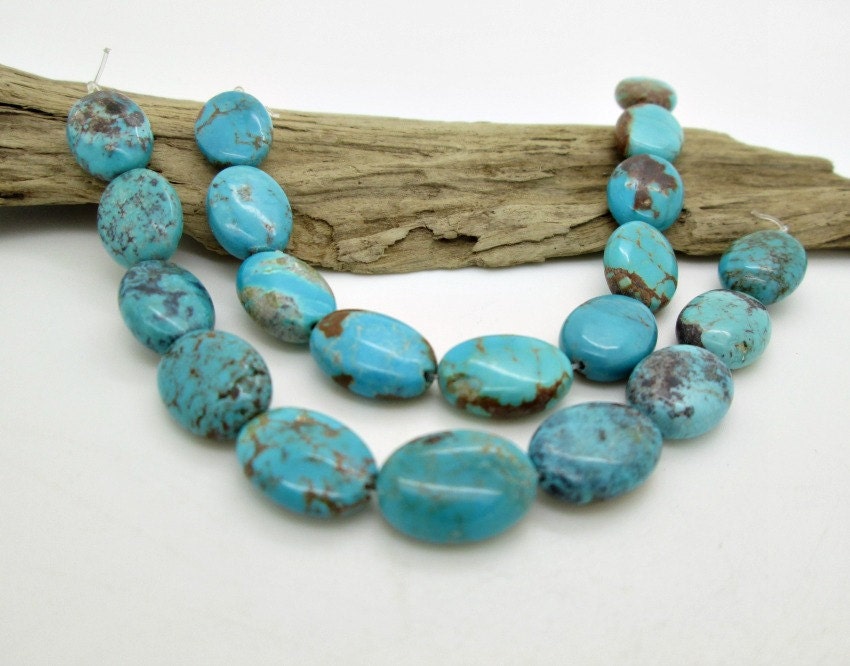 Natural Turquoise Oval Beads Hubei Turquoise Large Oval Blue