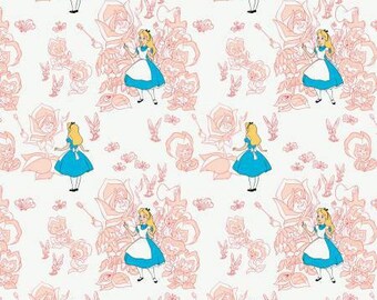 Alice in Wonderland, Golden Afternoon Blush flowers, cotton fabric by Camelot Fabrics