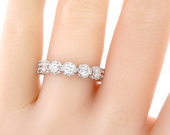 14K White Gold Diamond Eternity Band Anniversary Band Wedding Band Bezel Band Stackable Band Engagment Band Prong Band Rose Gold Yellow Gold