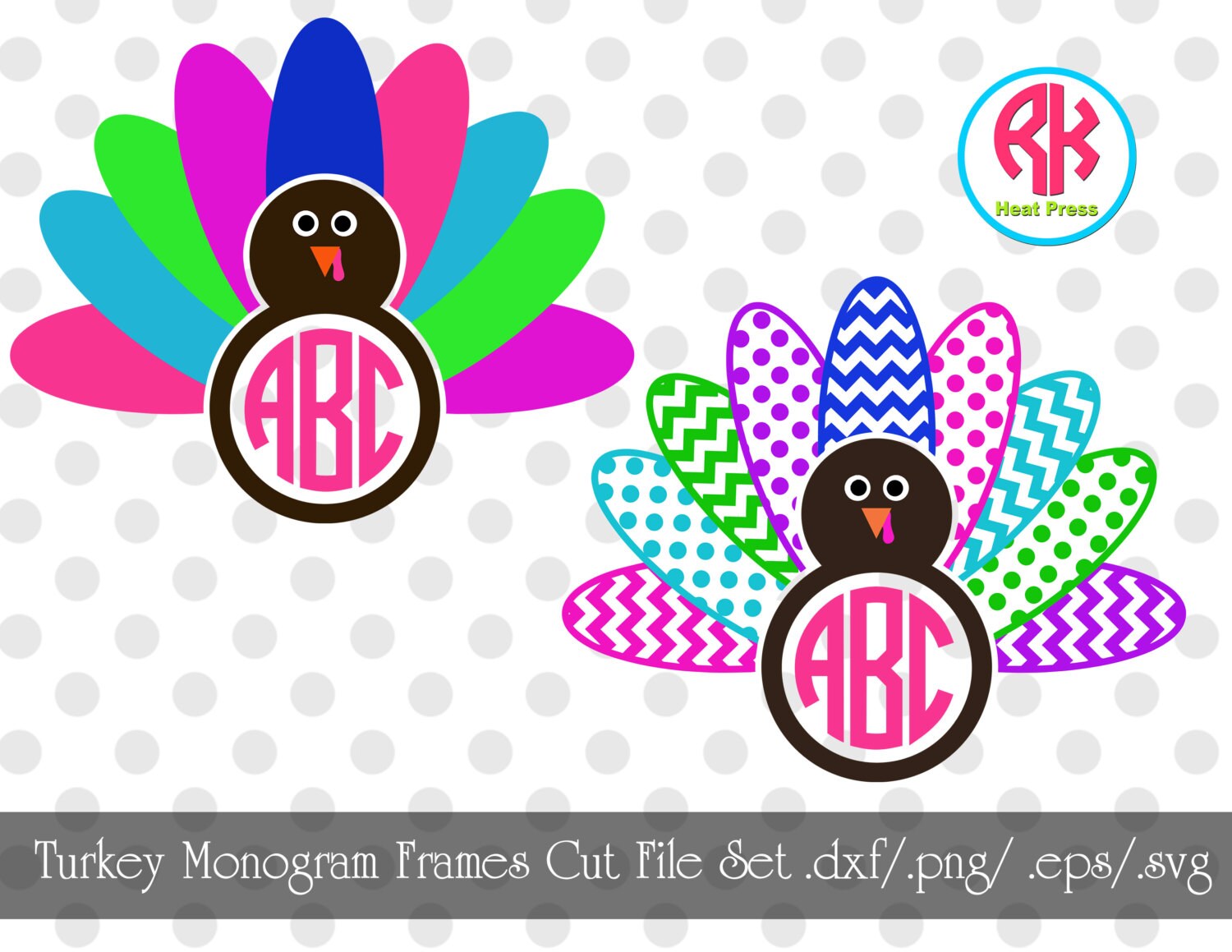 Download Turkey Monogram Frame Cut File Set by RKHeatPress on Etsy