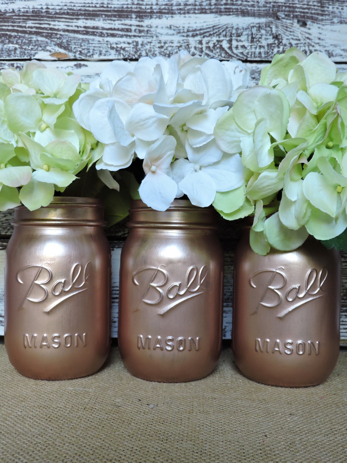 Rose Gold Mason Jars Rose Gold Decor Painted Mason Jars