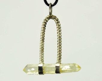Quartz and sterling silver pendant, natural quartz pendant
