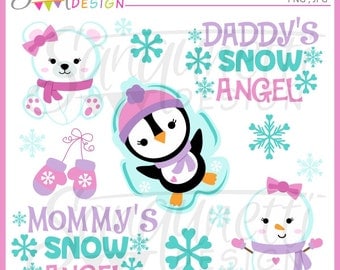 Snow Angel Clipart, Winter Clipart, Polar Bear Clipart, Snowman Clipart, Christmas for Girls clipart, Snowflake Clipart, Winter Clip