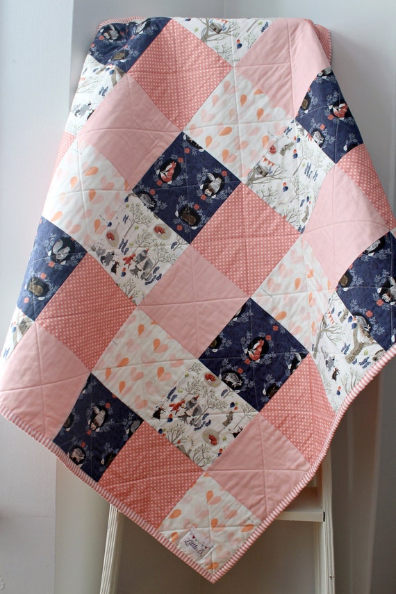 Homemade Quilts Baby Quilt Woodland Nursery Bedding Coral