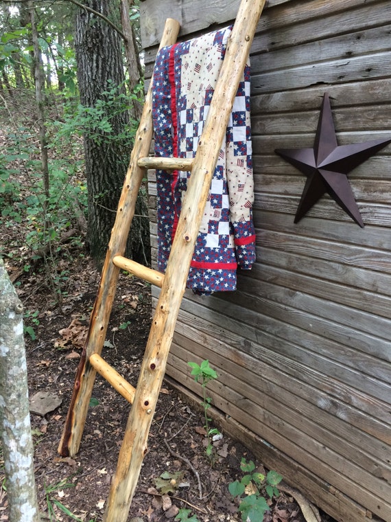 Log Quilt Ladder Rack Quilt Display Rustic Quilt Rack