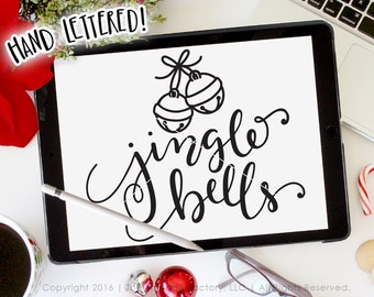 Jingle Bells SVG Cut File, Christmas SVG, Hand Drawn Cut File, Silhouette, Cricut, Holiday SVG File, Happy Christmas, Jingle All The Way