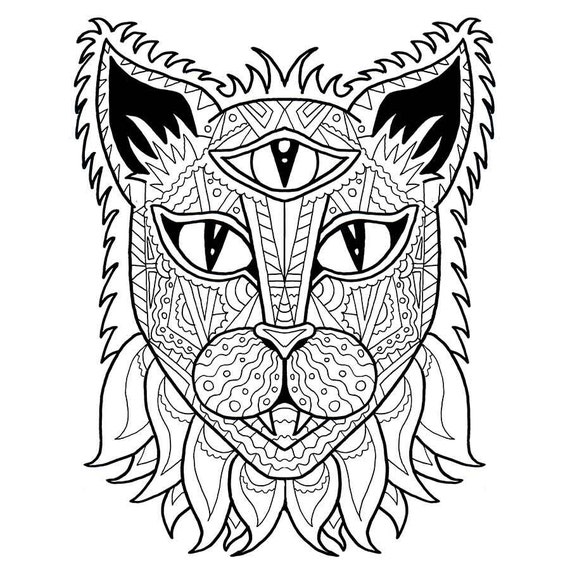 Cat Coloring Page Adult Coloring PDF Anti Stress Coloring