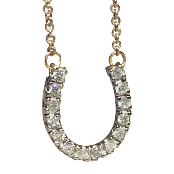 Gold diamond horseshoe necklace Clearance