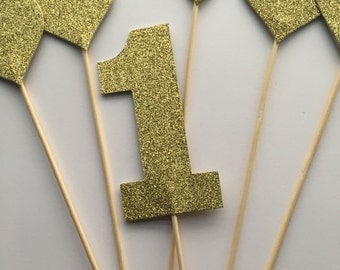 gold glitter number cup cake toppers diy glitter number