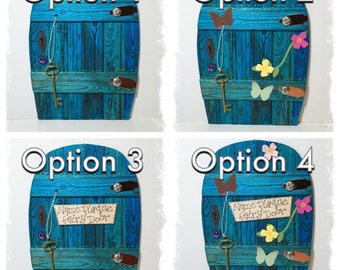 Handcrafted Fairy Door / Gnome / Pixie Door (Teal Blue Arch)