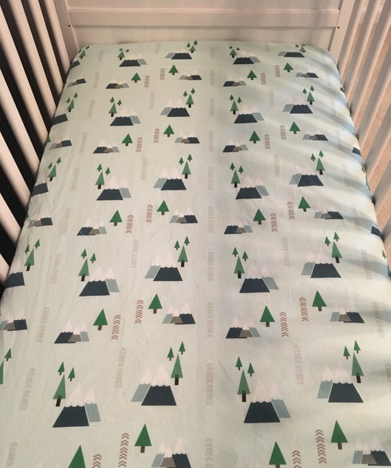 mountain forest fitted crib sheet//crib sheet//mountain forest
