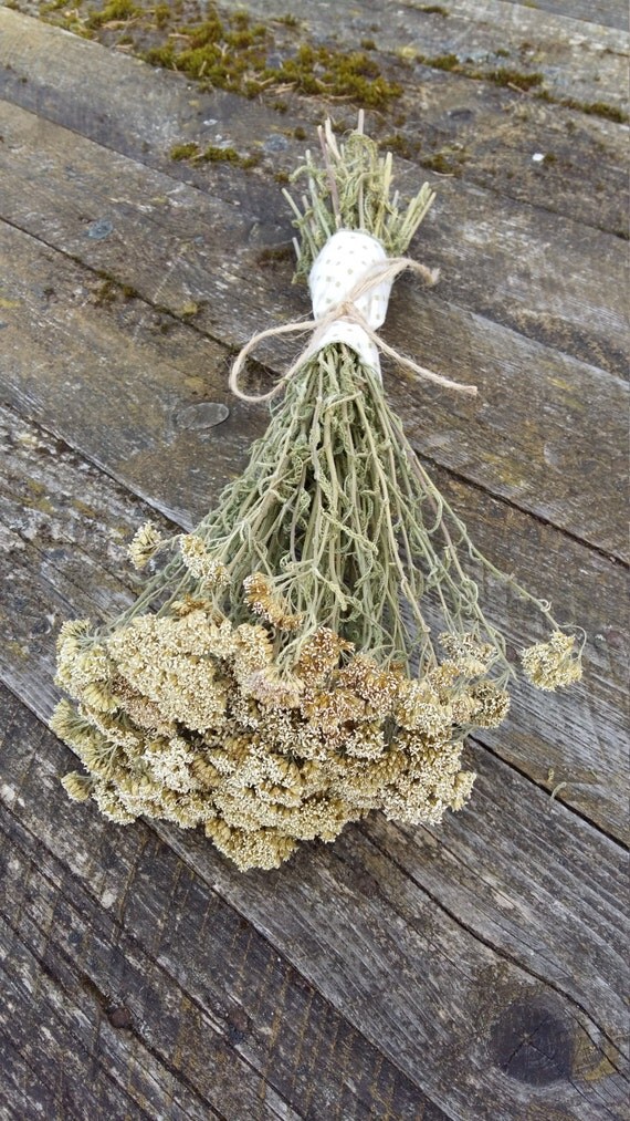 rustic dried flower bouquet yarrow achillea by goodieshill on Etsy