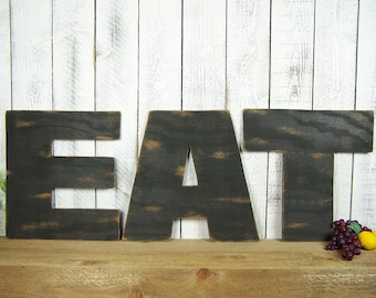 Eat Wall Decor rustic eat sign wooden eat letters kitchen sign farmhouse Eat Wall Decor rustic eat sign wooden eat letters kitchen sign farmhouse