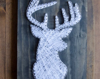 Deer Head String Art, Wildlife Decor, Wood Wall Art, Rustic Wood Decor, Nature Art, Home Decor