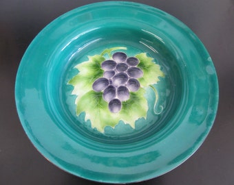 Vintage Enamel Bowl Grapes Design