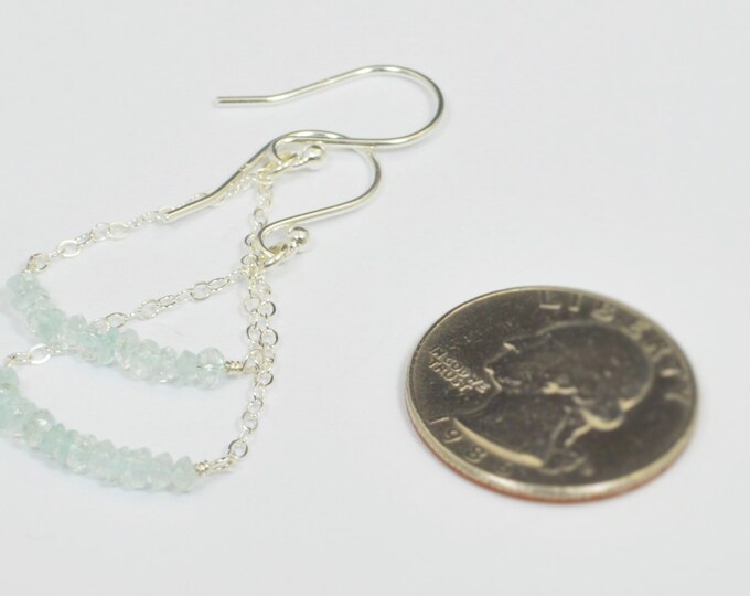 Aquamarine Earrings, Delicate Earrings, Gold Earring, Sterling Earrings, Rose Earrings, Copper, Dangle Earrings, Gemstone, Blue Earring