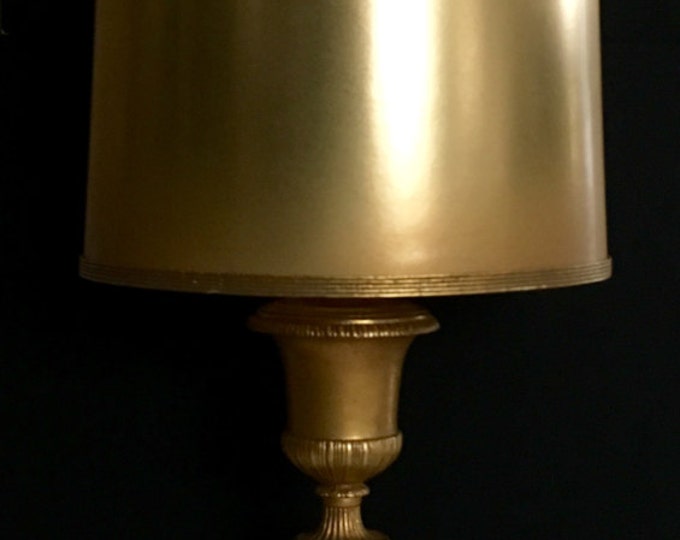 Storewide 25% Off SALE Vintage Golden Hollywood Regency Stiffel Table Lamp Featuring Original Lampshade & Pull Chains