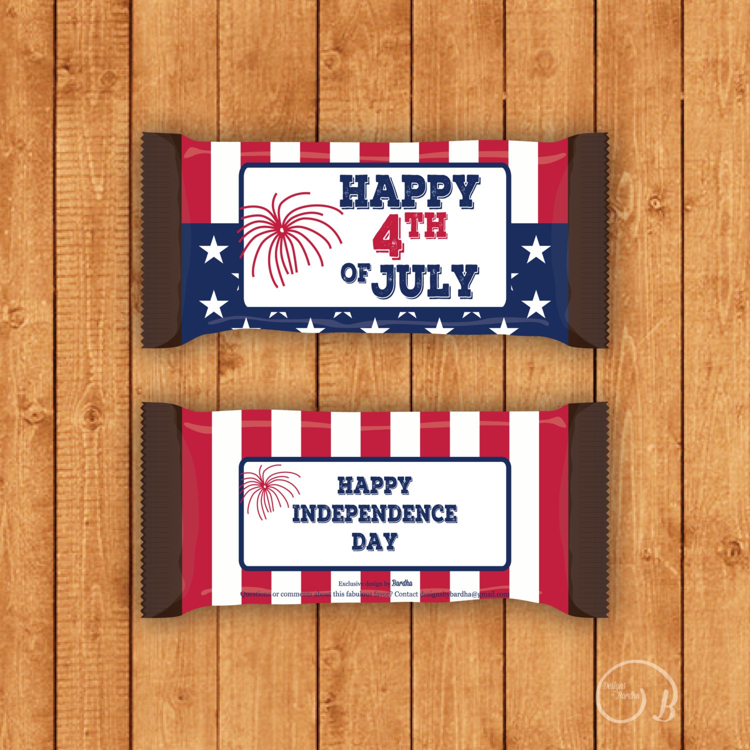 Fourth of July Candy Bar Wrapper for Hershey by DesignsByBardha