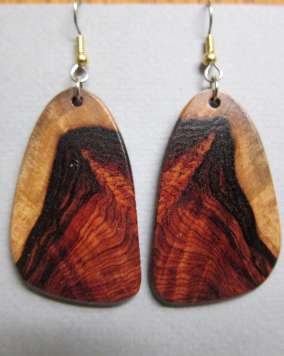 Rare Khamphi Rosewood Large Earrings ExoticWoodJewelryAnd handcrafted ecofriendly