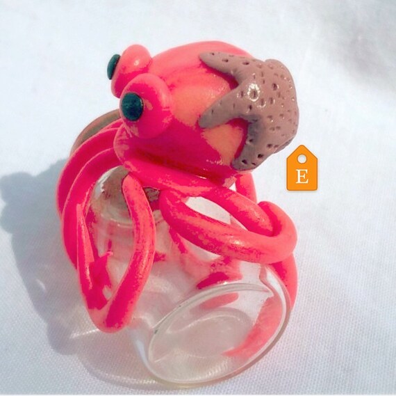 Stash jar octopus decor polymer clay creature ocean