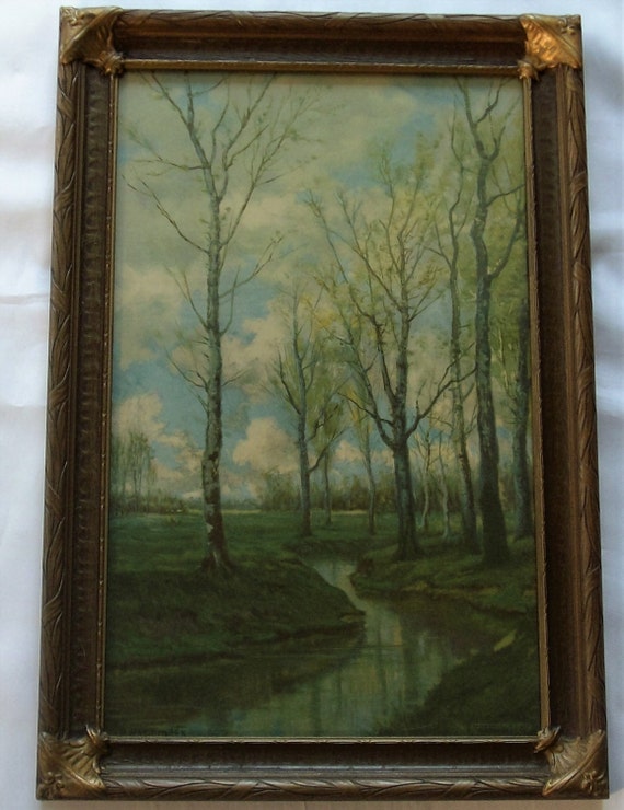 Framed 1920's Robert Atkinson Fox Art Deco Landscape