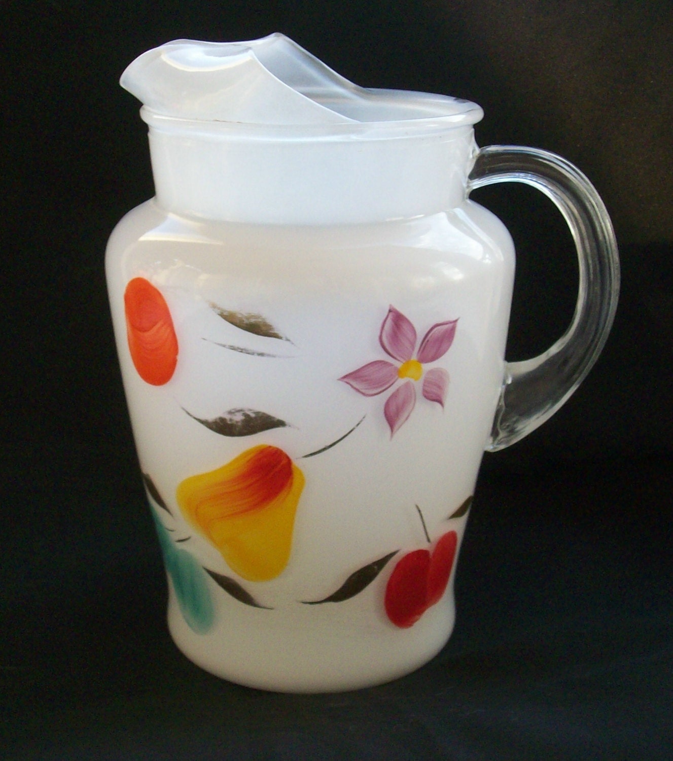 Large 1950's Bartlett Collins Snow Orchard Vintage Glass