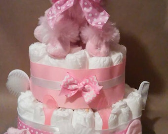 Diaper cake, girls diaper cake,poodle diaper cake, girls cake, poodle cake, centerpiece , poodle stuff,