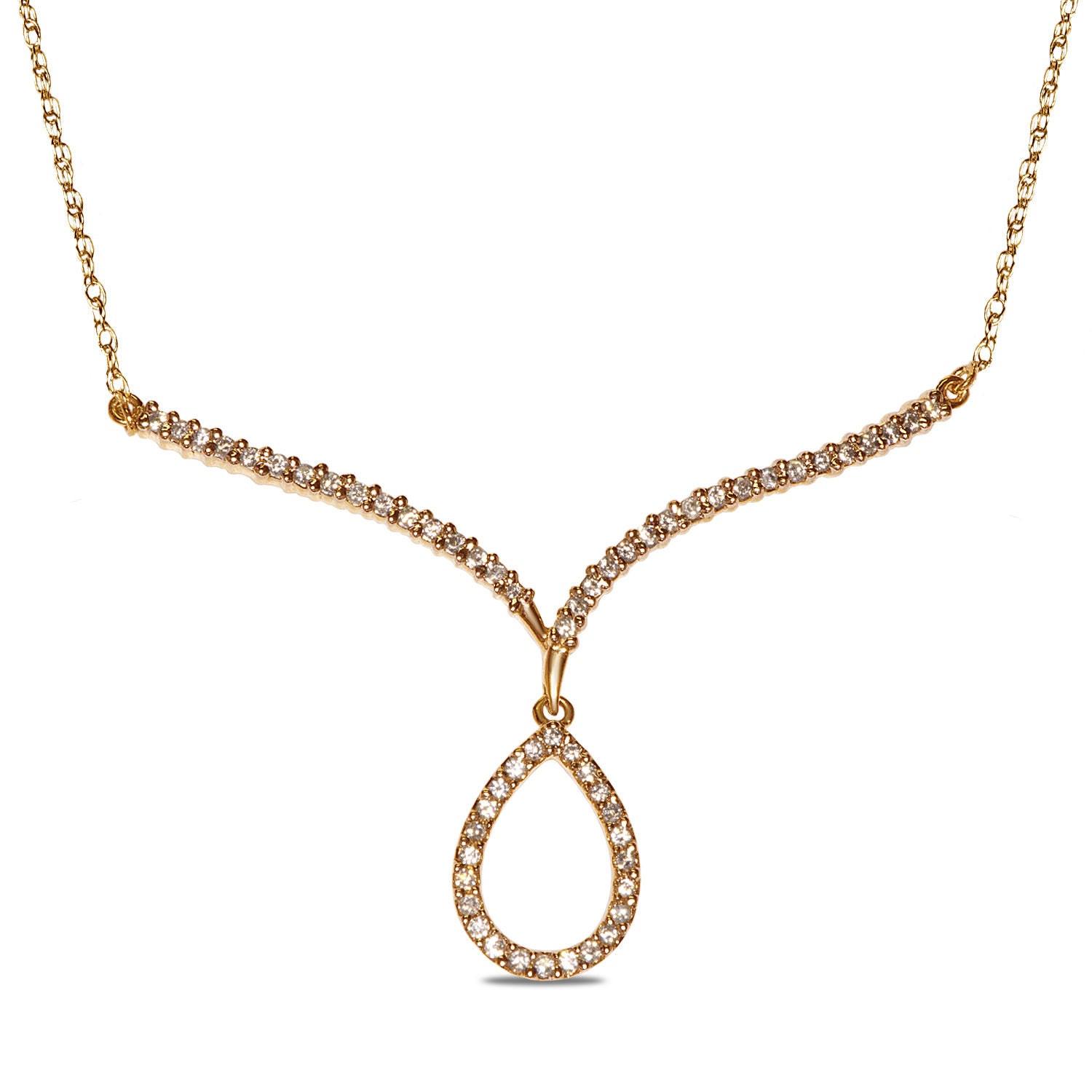 1/2CT Teardrop Necklace 10k Y/Gold