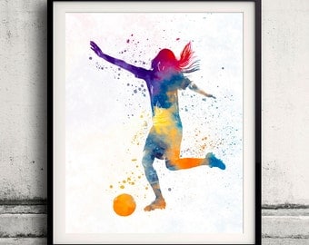 Women soccer players 01 Fine Art Print Glicee Poster Home