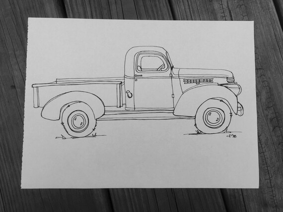 Instant Download Vintage Truck Printable Coloring by PittStar