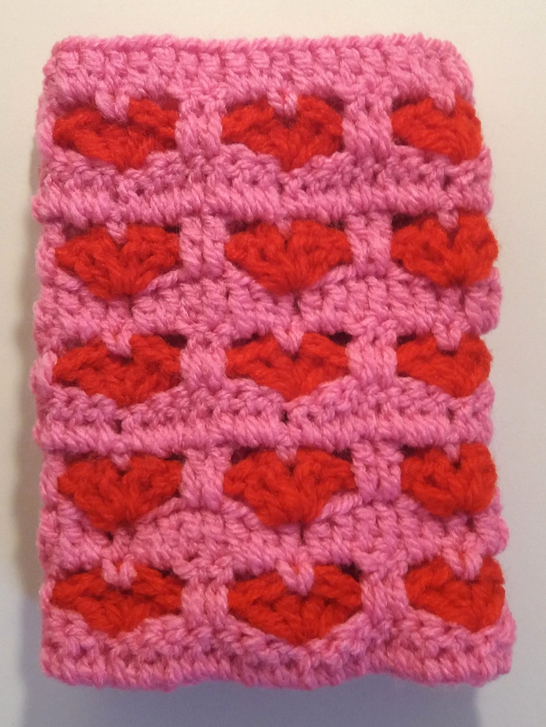 Crochet Heart Pattern Ladies Wrist Warmers by WoollyPops on Etsy