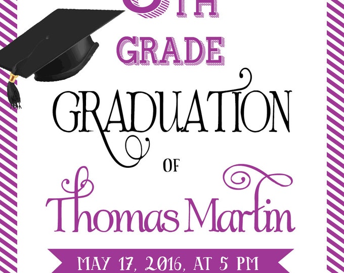 8th Grade Graduation invite. Printable graduation invitation. 8th grade invitation. 8th grade Promotion