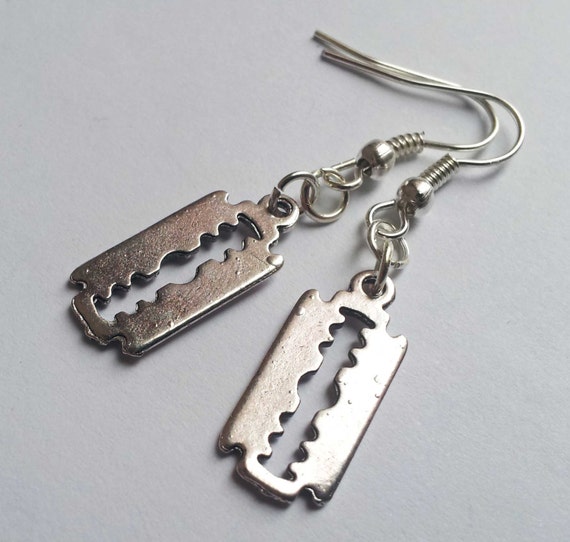 Razor Blade Earrings Gothic Earrings Silver Earrings Emo