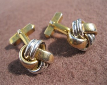 Cuff Links Two Tone Vintage Swank, Knot Motif