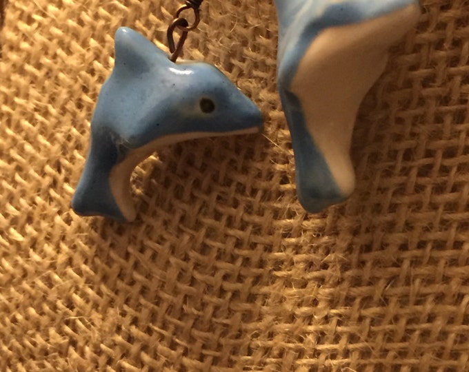 Blue dolphin earrings