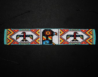 Huichol Anklet, Native American Anklet, Thunderbird Anklet, Eagle Anklet, Huichol Jewelry, Native American Jewelry, Thunderbird Jewelry