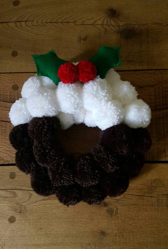 Christmas wreath Xmas pudding wreath xmas pompom wreath