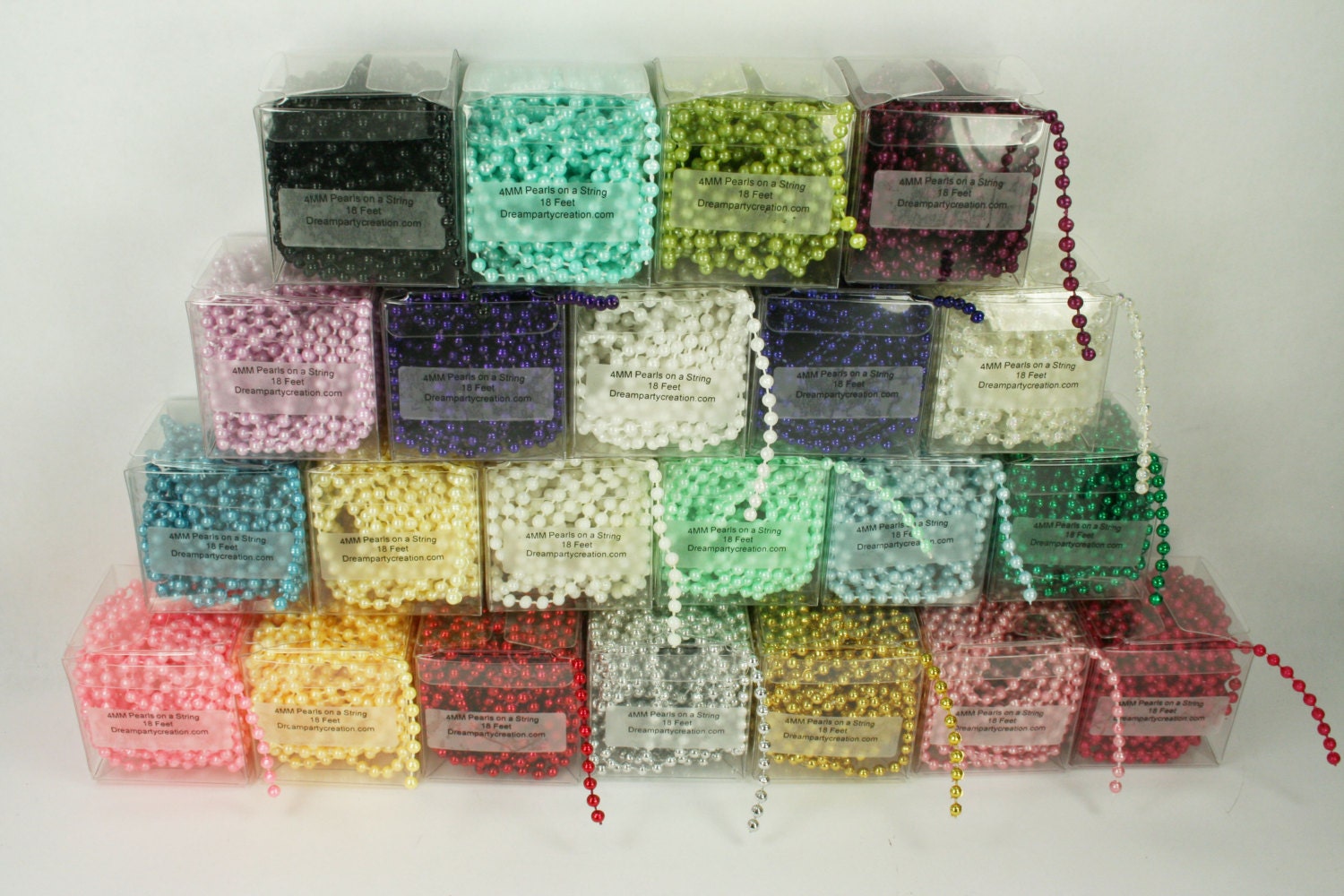 4MM Faux Pearl Plastic Craft BEADS on a String 18 Feet in a