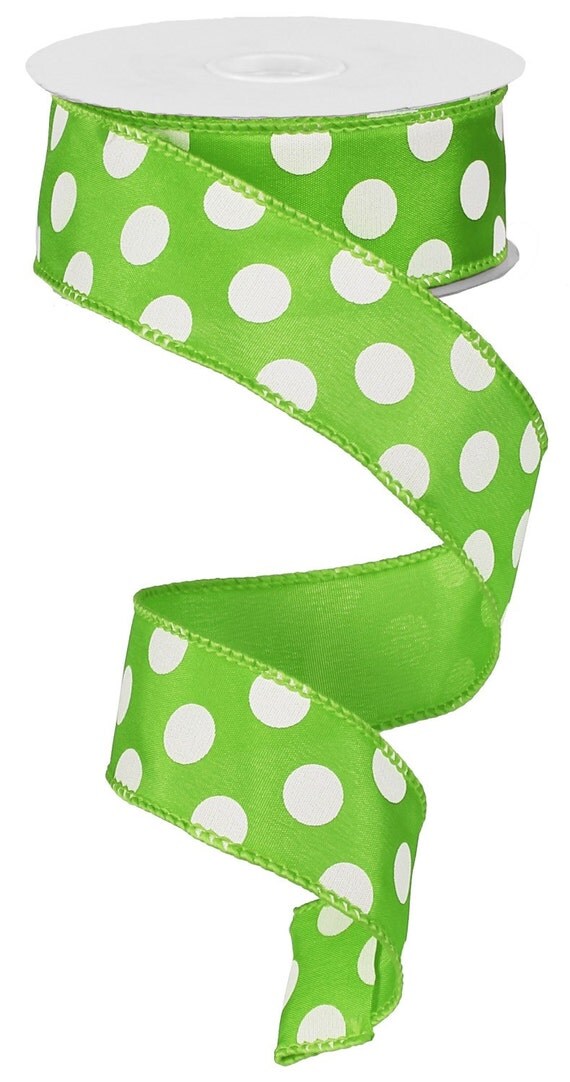 1 5 lime green white polka dot ribbon rg158633 lime 1 5 lime green white polka dot ribbon rg158633 lime