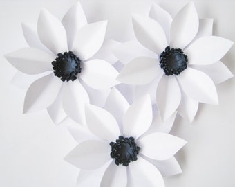 White Flower Wall Decor set of 8 white paper flowers wall paper flower big paper White Flower Wall Decor set of 8 white paper flowers wall paper flower big paper